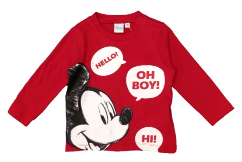 Baby Langarmshirt für Jungen in rot mit Micky Maus